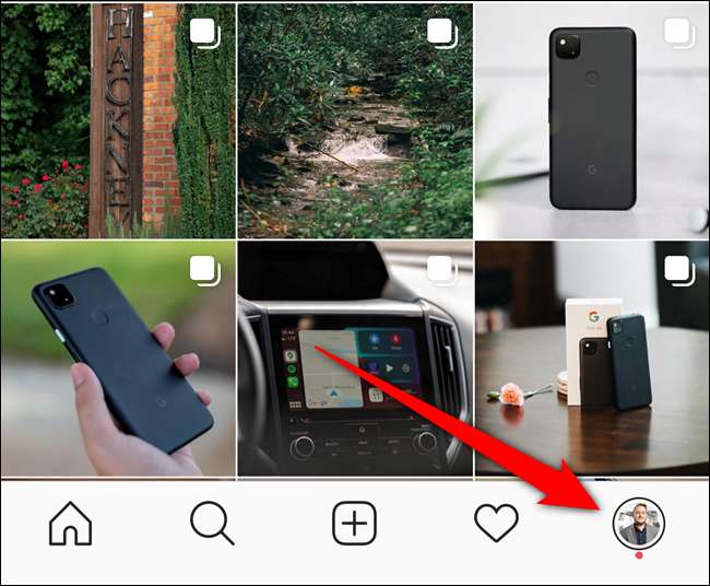 اضغط على خيار علامة التبويب Instagram Profile