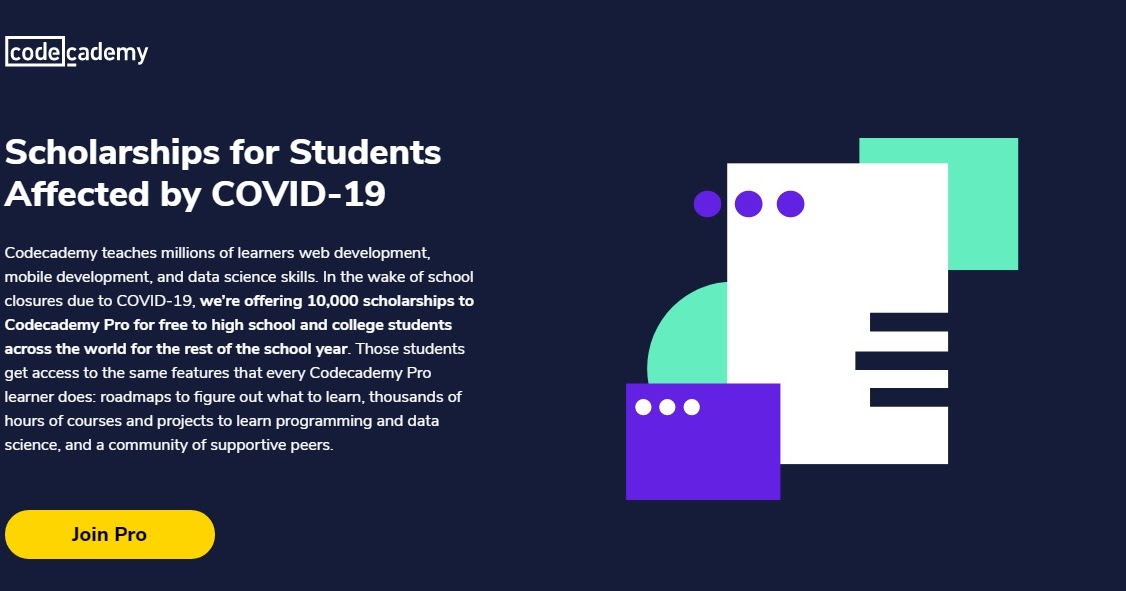 احصل على منحة من CodeCademy لكل محتواها المدفوع مجانا أكوا ويب