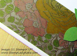 Greeting card with a side strip created with Stampin'UP!'s Breathtaking Bouquet background stamp 