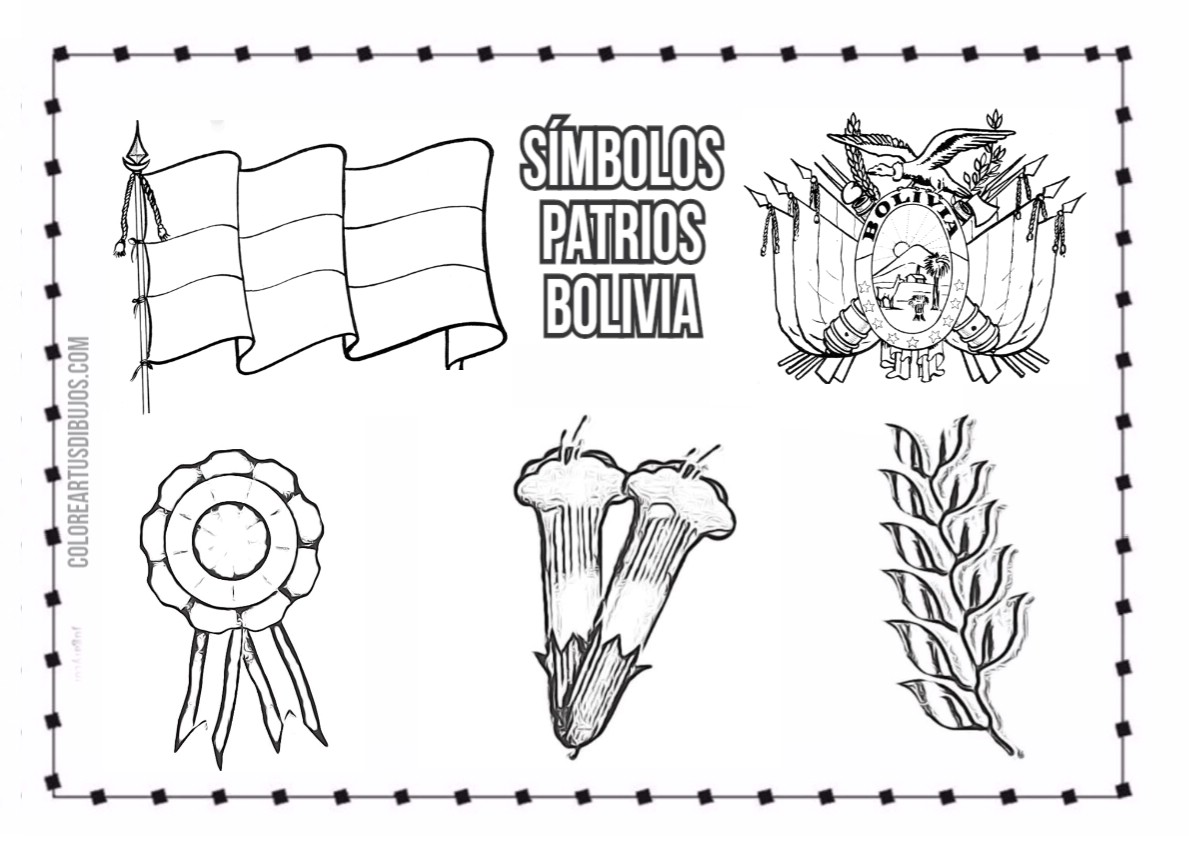 colorear tus dibujos: Dibujos de los símbolos patrios de Bolivia para  colorear