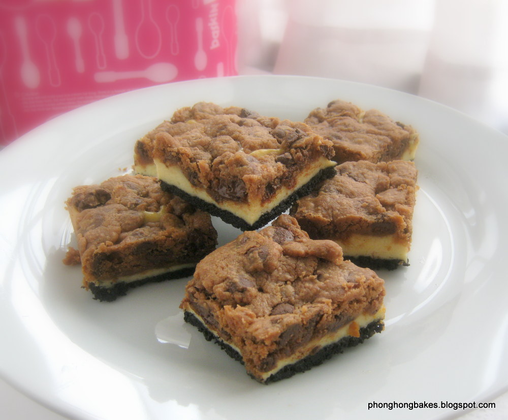 Phong Hong Bakes and Cooks! Nutella Cookie Dough Cheesecake Bars