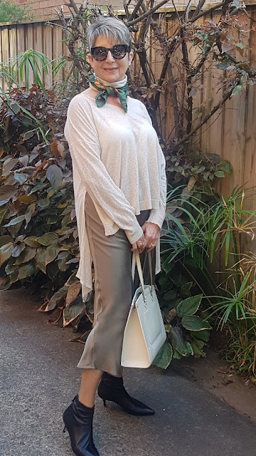 Looking Fabulous @ Fifty: HOW I WORE A SILK SLIP SKIRT IN COOLER MONTHS