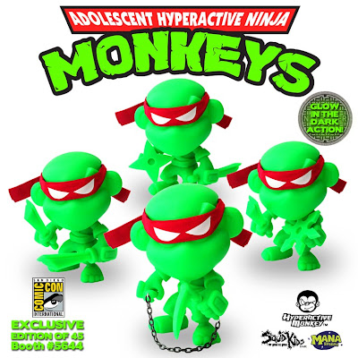 San Diego Comic-Con 2013 Exclusive Adolescent Hyperactive Ninja Monkeys Glow in the Dark Resin Figures by Hyperactive Monkey