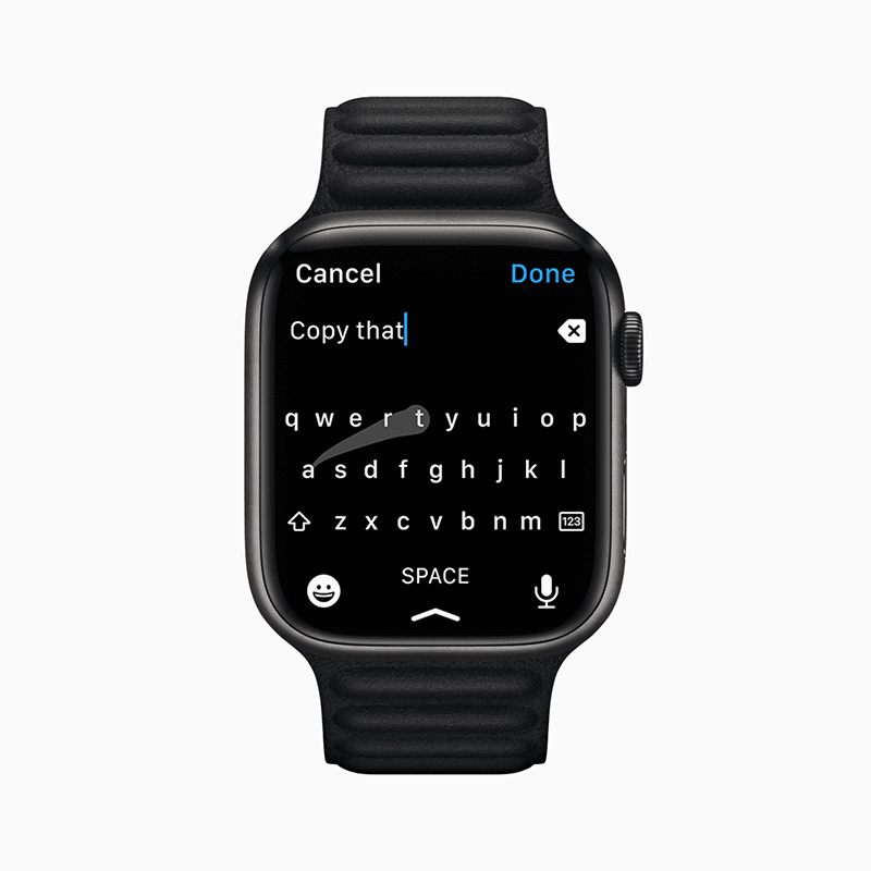 It has a QWERTY keyboard with a QuickPath feature It has a QWERTY keyboard with a QuickPath feature