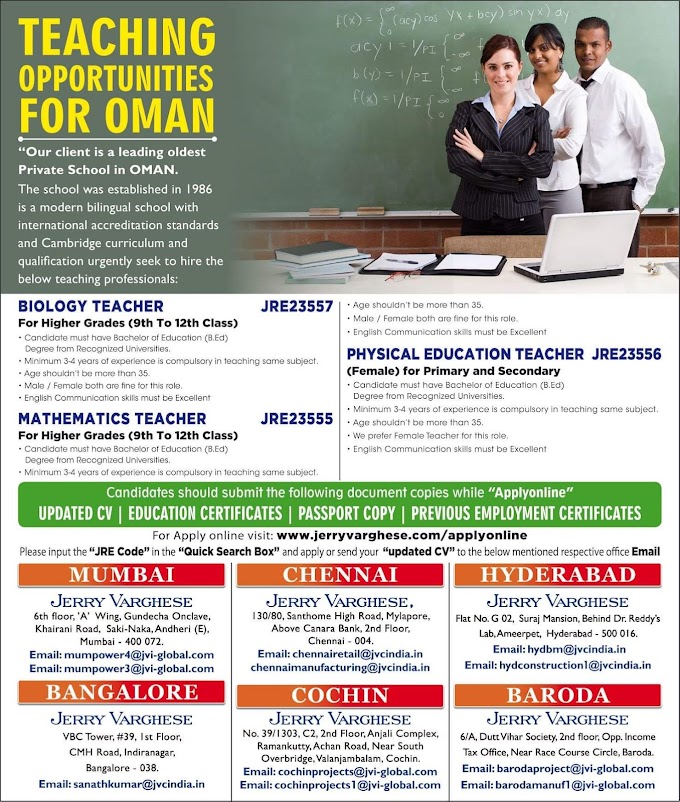 Teacher Jobs Leading Private School in Oman