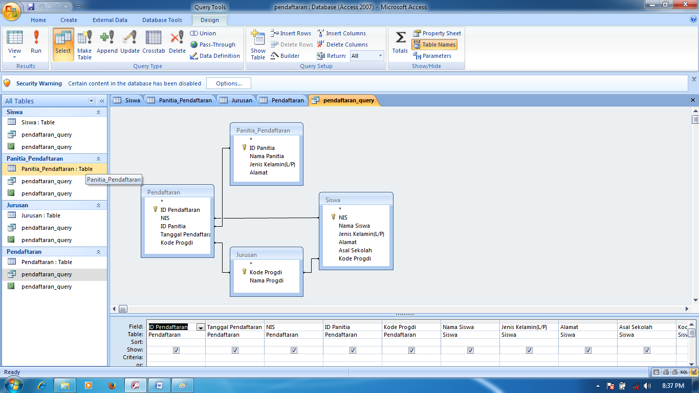 Membuat Database Pendaftaran Mahasiswa menggunakan Ms