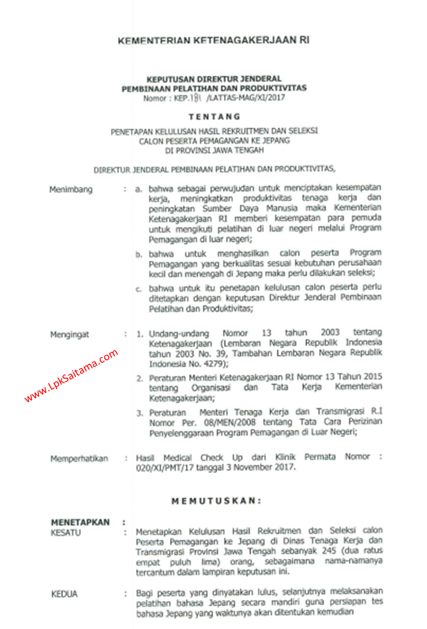 Contoh Soal Tes Matematika Magang Jepang 2018 Key