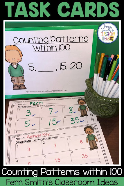 Do You Need Lesson Plans and Resources to Teach Counting Patterns Within 100 and Within 1,000? This blog post has lesson plans, task cards, color by number printables and center games for  and Second Grade Go Math 1.8 and 1.9, Counting Patterns Within 100 and Counting Patterns Within 1,000.  You will love how easy it is to prep this bundle for your math class. Perfect for small groups, read the room, centers, scoot, tutoring, Around the World whole class game, homework, seat work, so many ways to use these task cards that the possibilities are endless. Your students will enjoy the freedom of independent learning with these color by code worksheets and reviewing important skills with the center games and task cards! Perfect for an assessment grade for the week or for a substitute teacher day! #FernSmithsClassroomIdeas