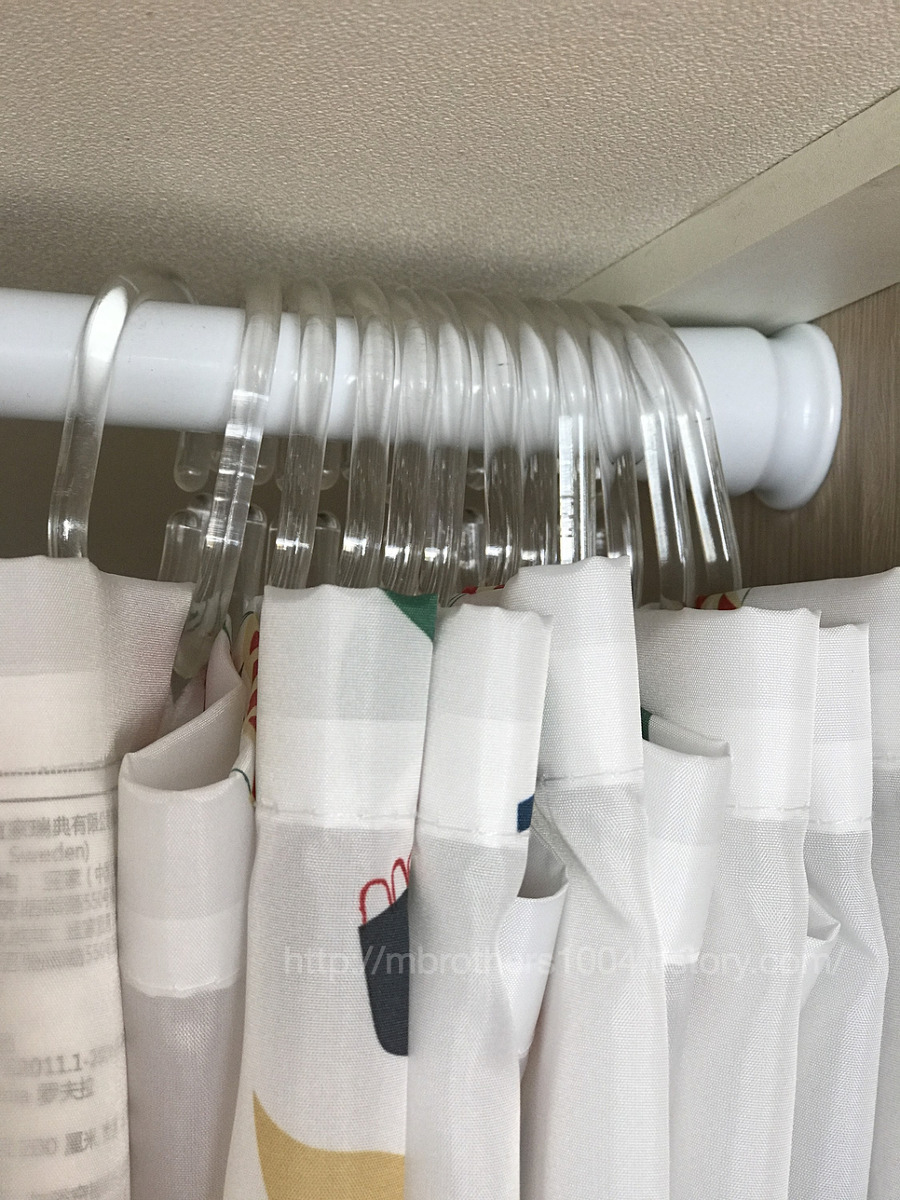 이케아 샤워커튼 봉으로 커튼 달기 IKEA BOTAREN shower curtain rod & IKEA curtain