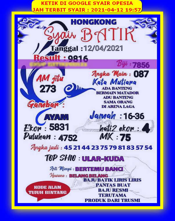 1 New Message Kode Syair Hongkong 12 April 2021 Forum Syair Togel Hongkong Singapura Sydney