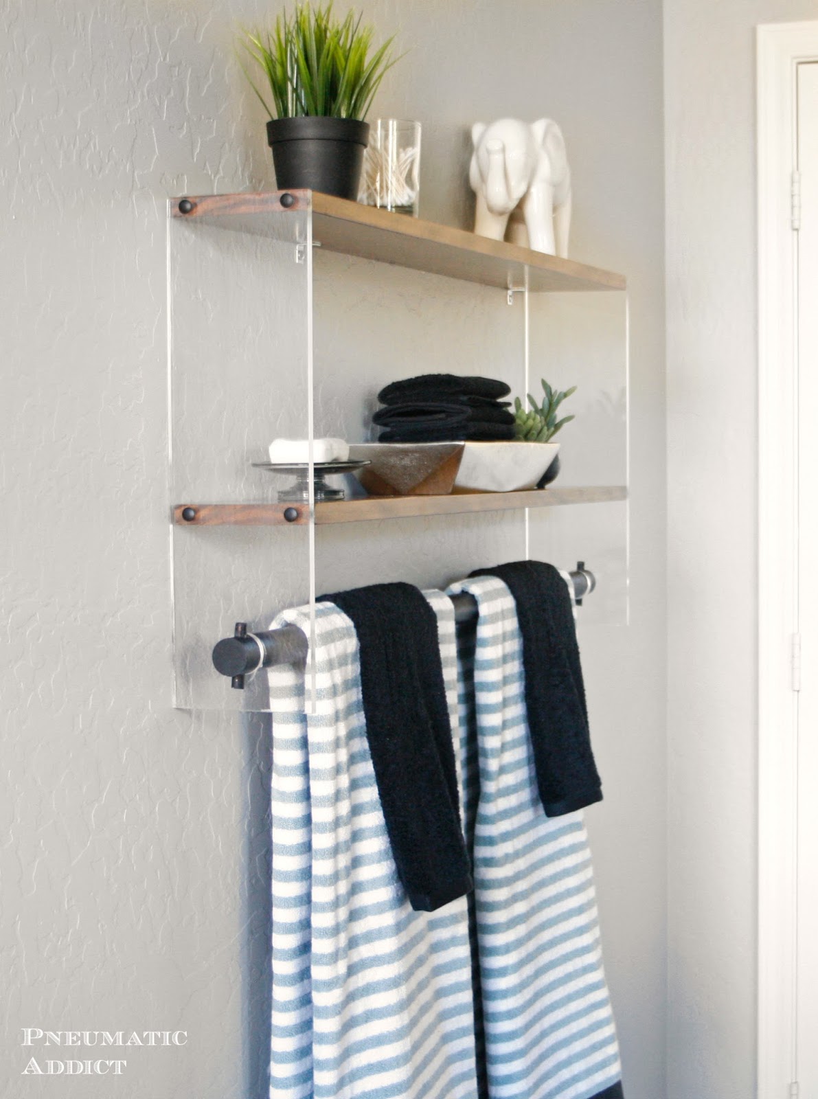 Wood and Acrylic Bathroom Shelf Pneumatic Addict
