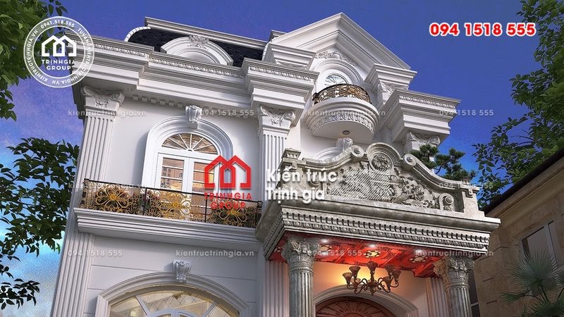 Mẫu thiết kế biệt thự Pháp với màu trắng sang trọng quý phái - Mã số BT2629 - Ảnh 1
