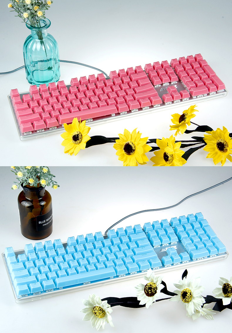 104 keys Crystal Acrylic backlit double shot ABS keycaps for Cherry MX