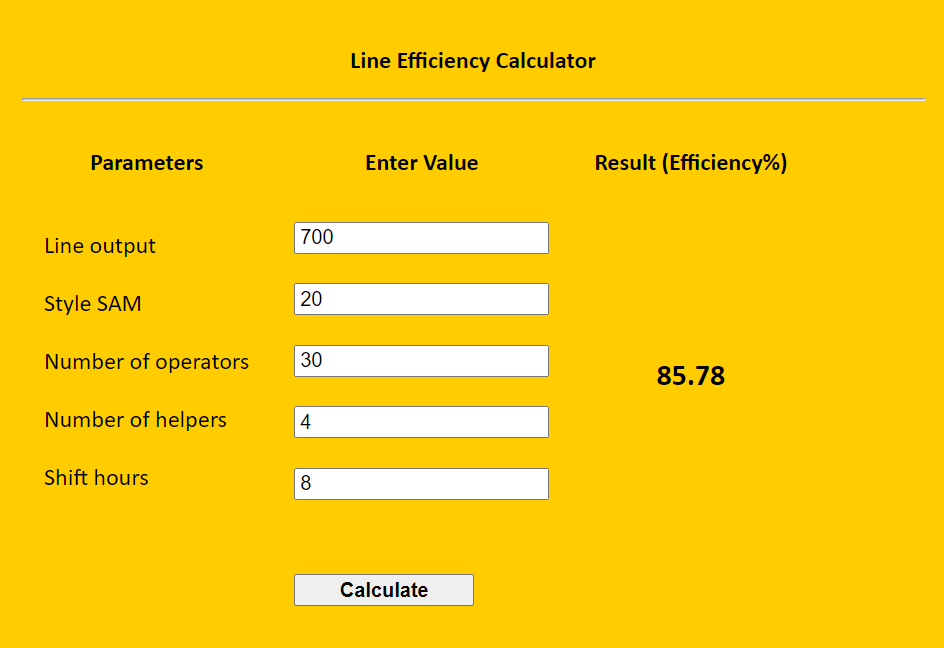 Line Efficiency Calculator by OCS