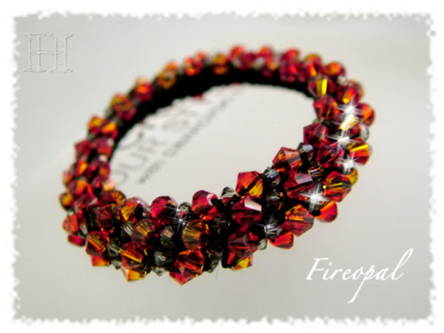 Fireopal Swarovski Crochet Bangle