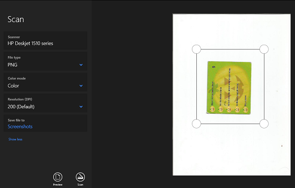 Aperçu de l'analyse de l'application Windows Scan