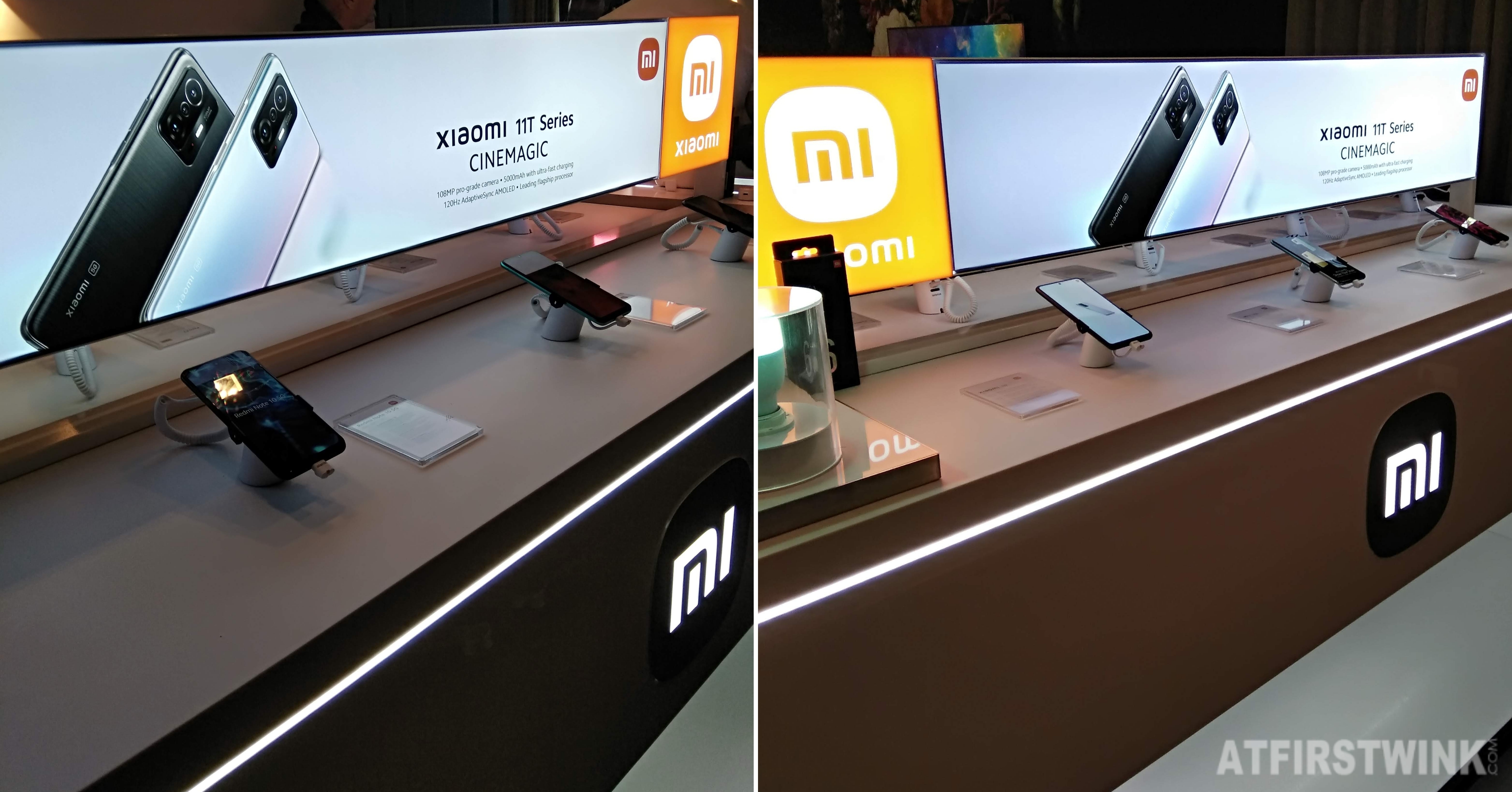 Xiaomi 11T series cinemagic launch event mobile phones on display