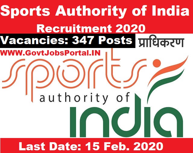 Sports Authority of India Recruitment 2020 SAI Recruitment for 347