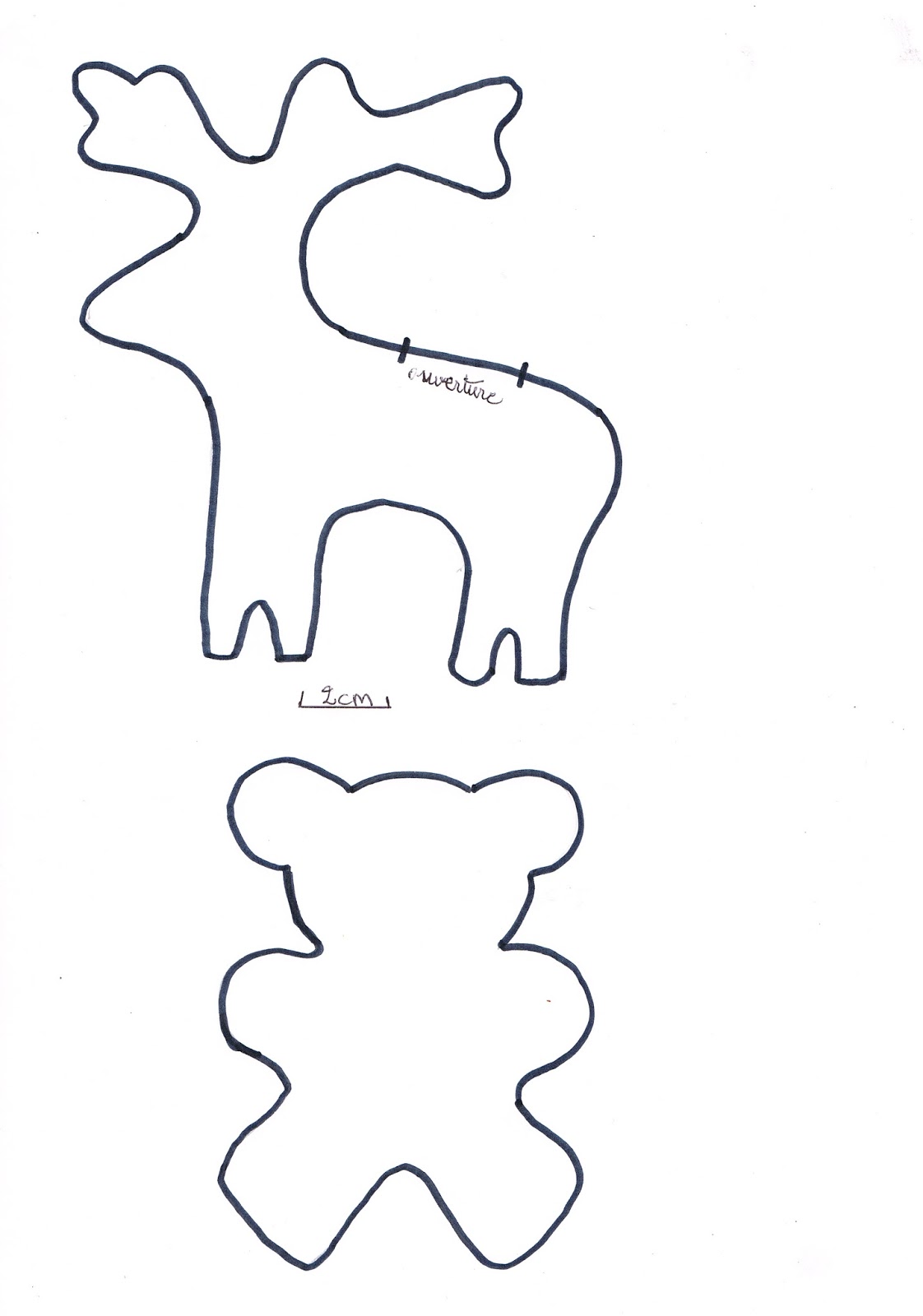 la petite maison de Sylvie: Renne et petit ours en tissu pour le sapin la petite maison de Sylvie: Renne et petit ours en tissu pour le sapin