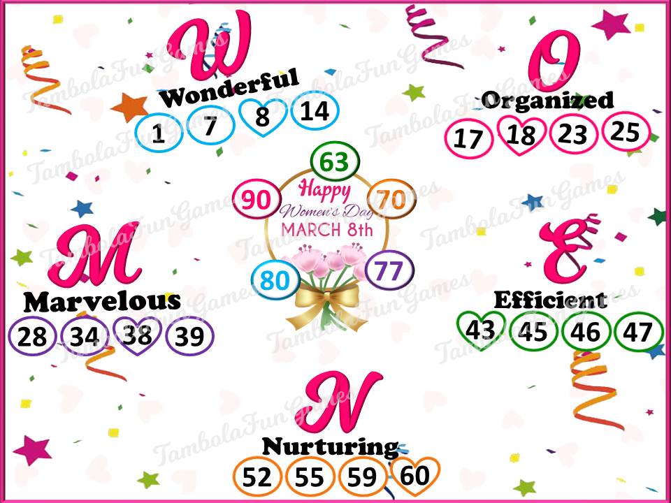 International Women's Day Theme Tambola/Housie Game