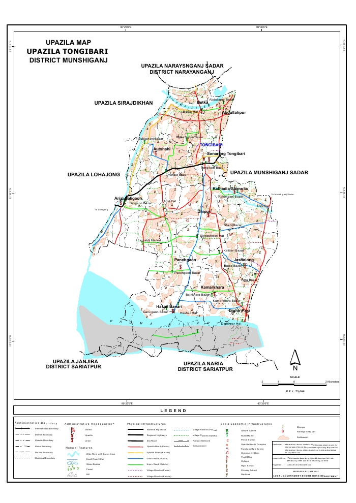 Tongibari Upazila Map Munshiganj District Bangladesh