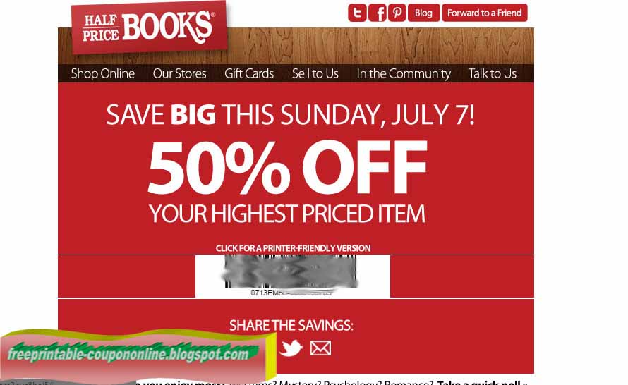 Half Price Books Printable Coupon