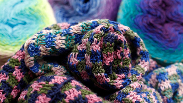 Trio Blanket (free crochet pattern by Felted Button coming soon) made with Scheepjes Whir