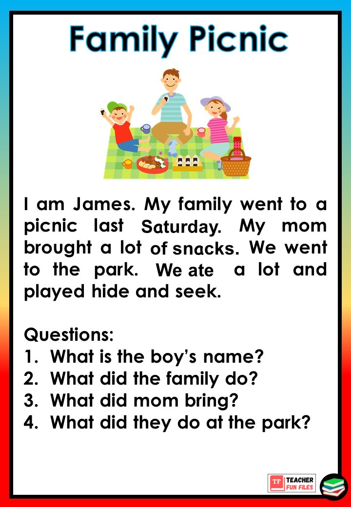 Teacher Fun Files Reading with Comprehension Questions