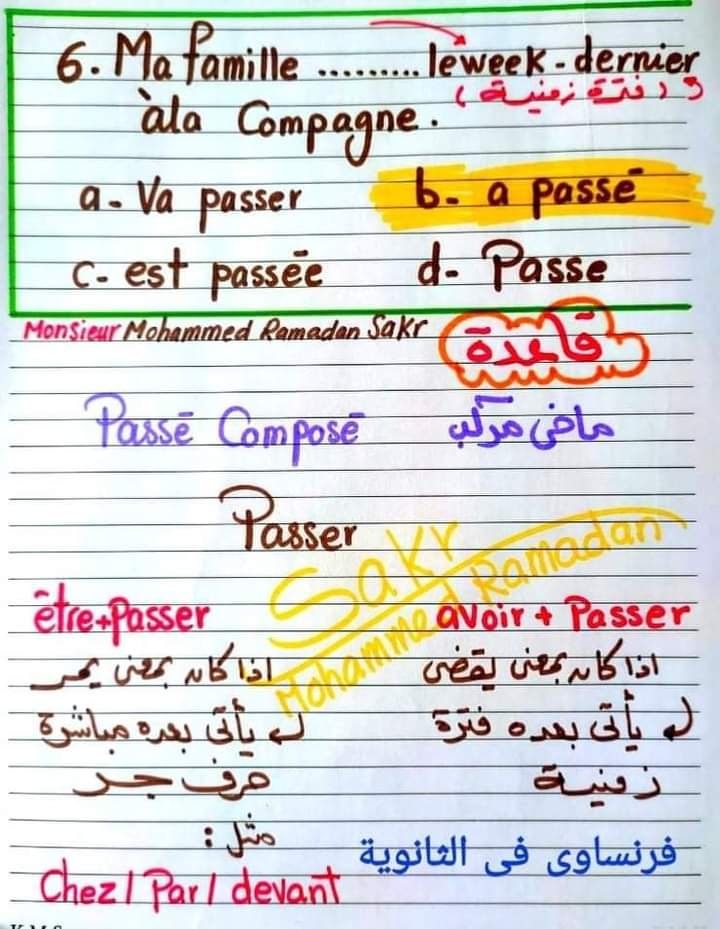 أهم ٣٠ فكرة لقواعد اللغة الفرنسية للصف الثالث الثانوى مسيو/ محمد رمضان 6