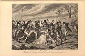 An Illustration from English writer W. H. Maxwell’s History of the Irish Rebellion in 1798, with Memoirs of the Union and Emmett’s Insurrection in 1803. London: Baily Brothers, 1845), featuring the stereotypically barbaric view of the murderous Irish. (Source: Villanova Library Special Collections)