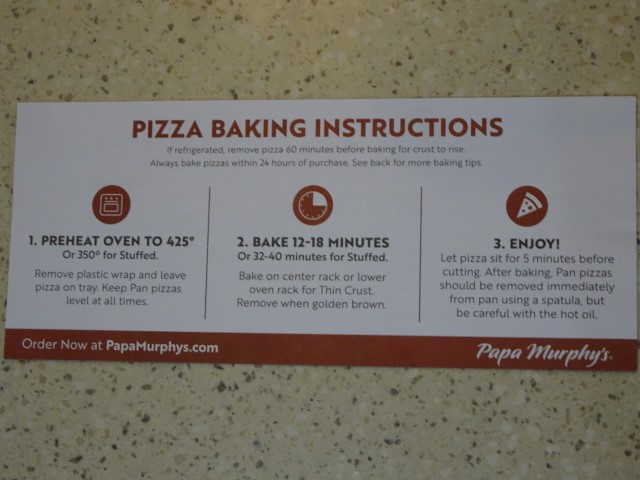 Papa Murphy's Stuffed Pizza Baking Instructions