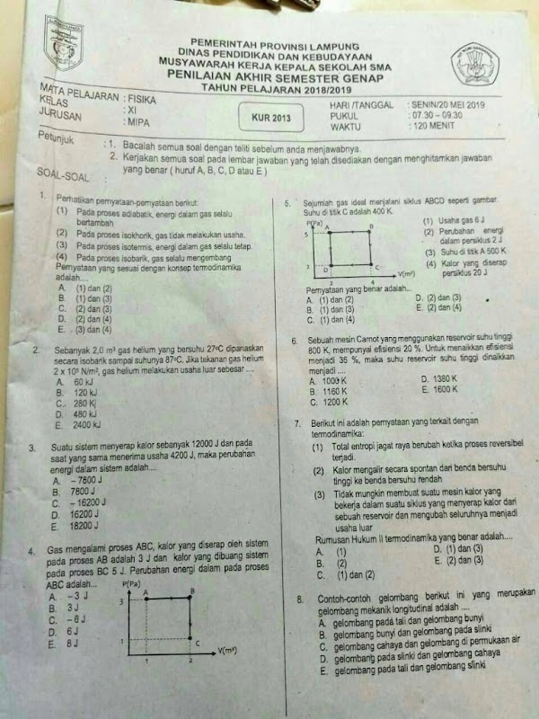 Soal Ulangan Fisika Kelas 11 Semester 2 Kemdikbud