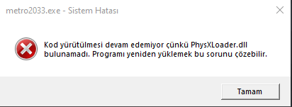 physxloader.dll hatası