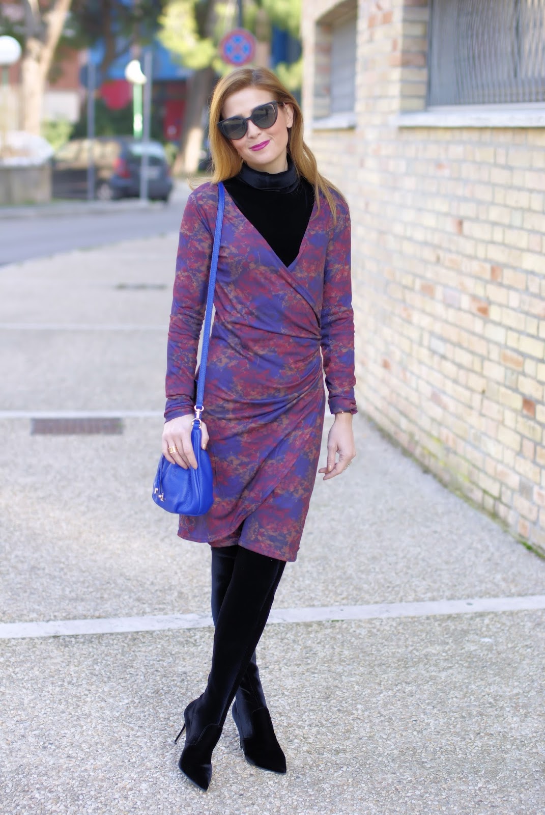 How to wear a wrap dress in winter velvet boots Fashion and Cookies