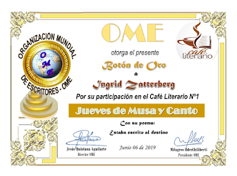 Primer puesto - Botón de oro en Organización mundial de escritores.
