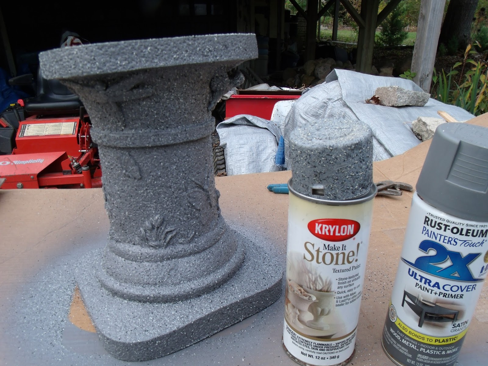 Gear Acres at Top of the Hill Spray Painting to Look Like Granite