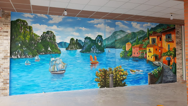 Vẽ tranh tường phong cảnh biển nước ngoài tại Vũng Tàu