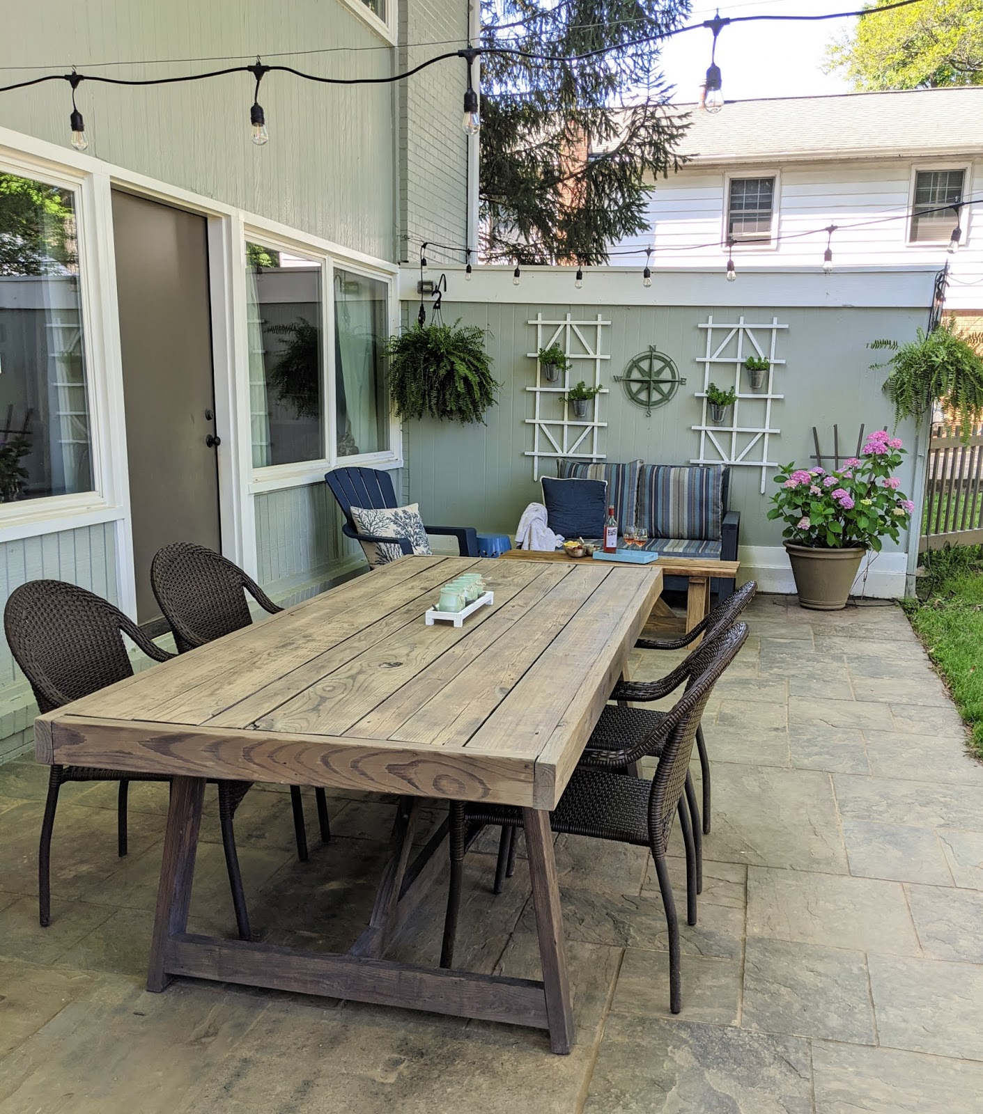 Bear, Dolly and Moi refinishing the patio table and some new candles