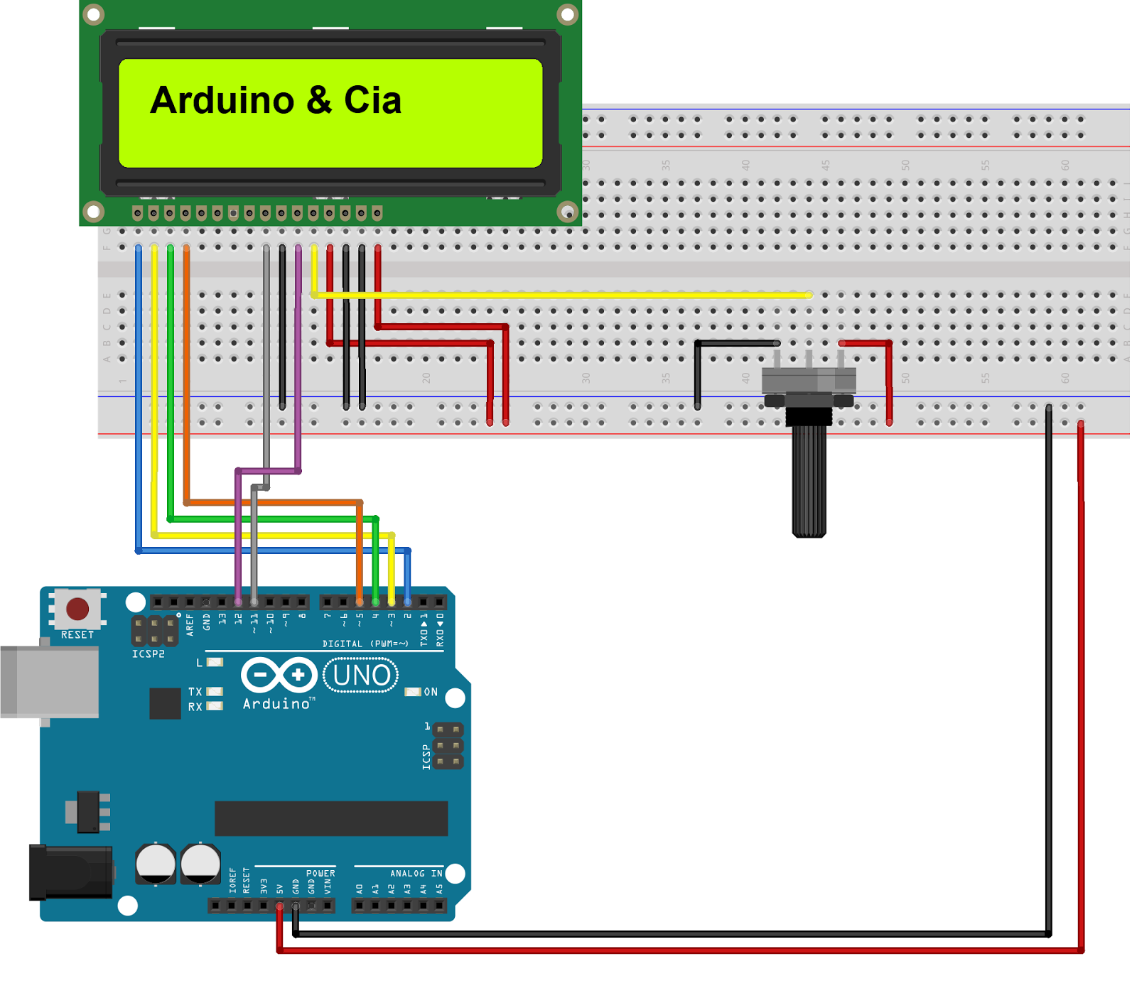 Lcd 16x2 Display Interfacing With Arduino Uno Circuit Diagram Arduino