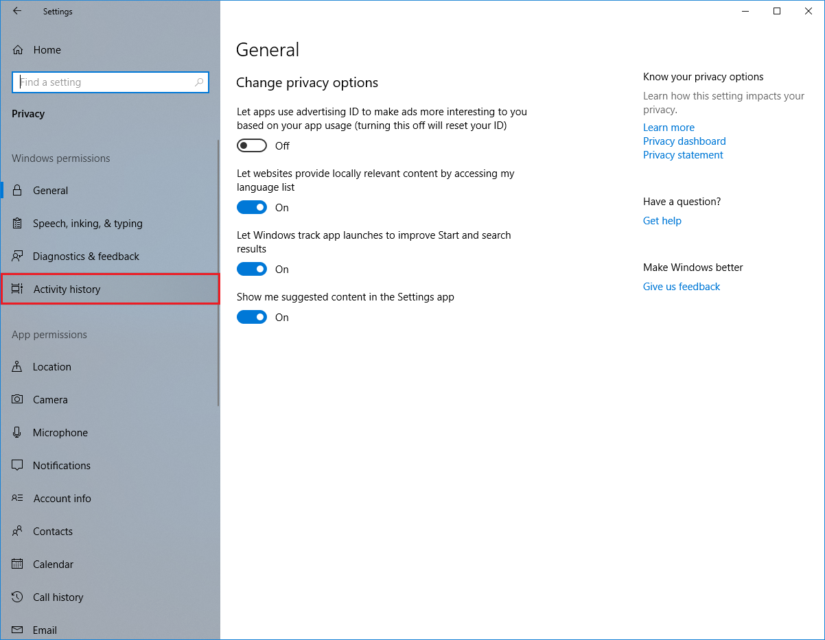 General Computers: Clear/Erase Task View History (Timeline, Activity ...