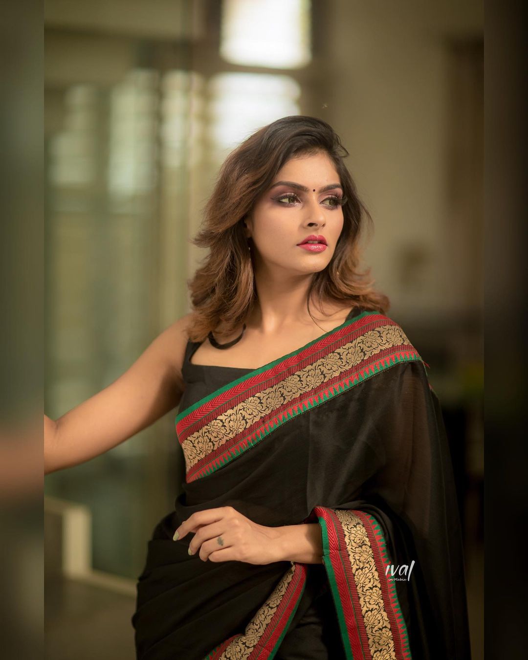 Actress Subalakshmi Rangan In Black Saree Photos Navel Queens Actress Subalakshmi Rangan In Black Saree Photos Navel Queens