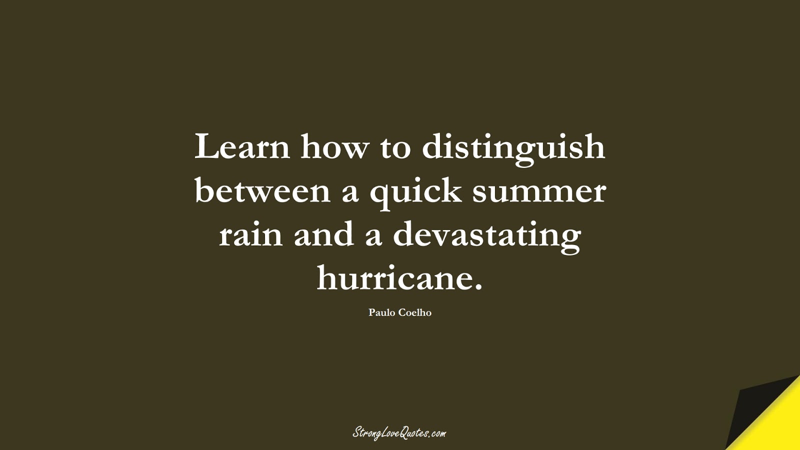 Learn how to distinguish between a quick summer rain and a devastating hurricane. (Paulo Coelho);  #LearningQuotes