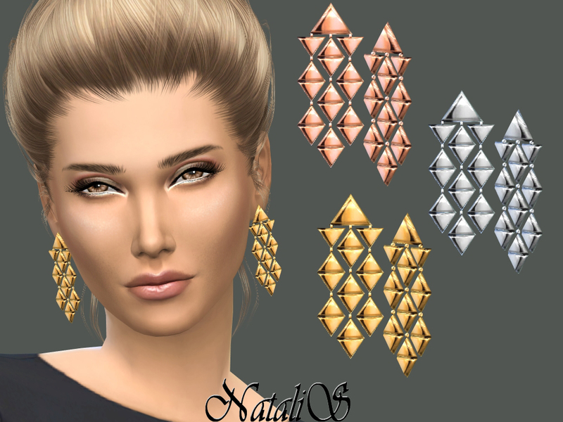 Sims 4 CC's The Best NataliS Triangles Chandelier Earrings