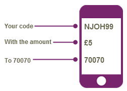 Text NJOH99 and your donation amount to 70070