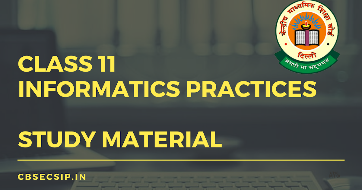 CLASS 11 INFORMATICS PRACTICES - CBSE CS and IP