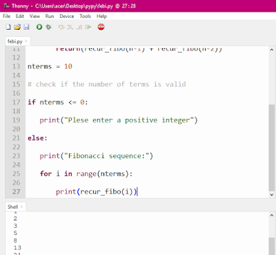 Python Program to Display Fibonacci Sequence Using Recursion. - b2apython