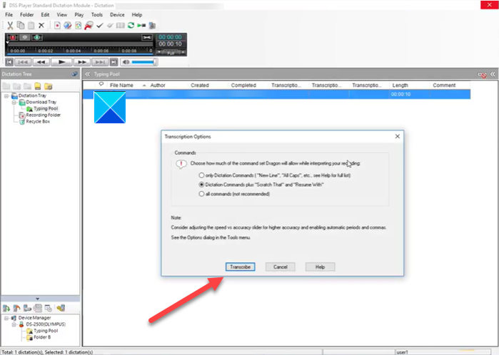 Конвертируйте файл DSS или воспроизведите его в Windows 10