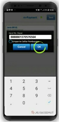 Input nomor pembayaran