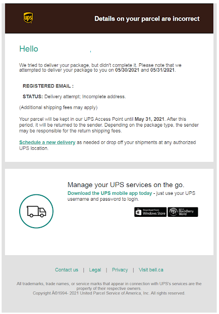 Metadata Consulting [dot] ca: UPS Phishing Email with subject