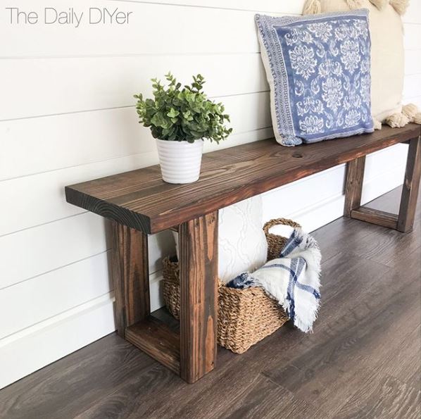 The Daily DIYer DIY Farmhouse Entryway Bench